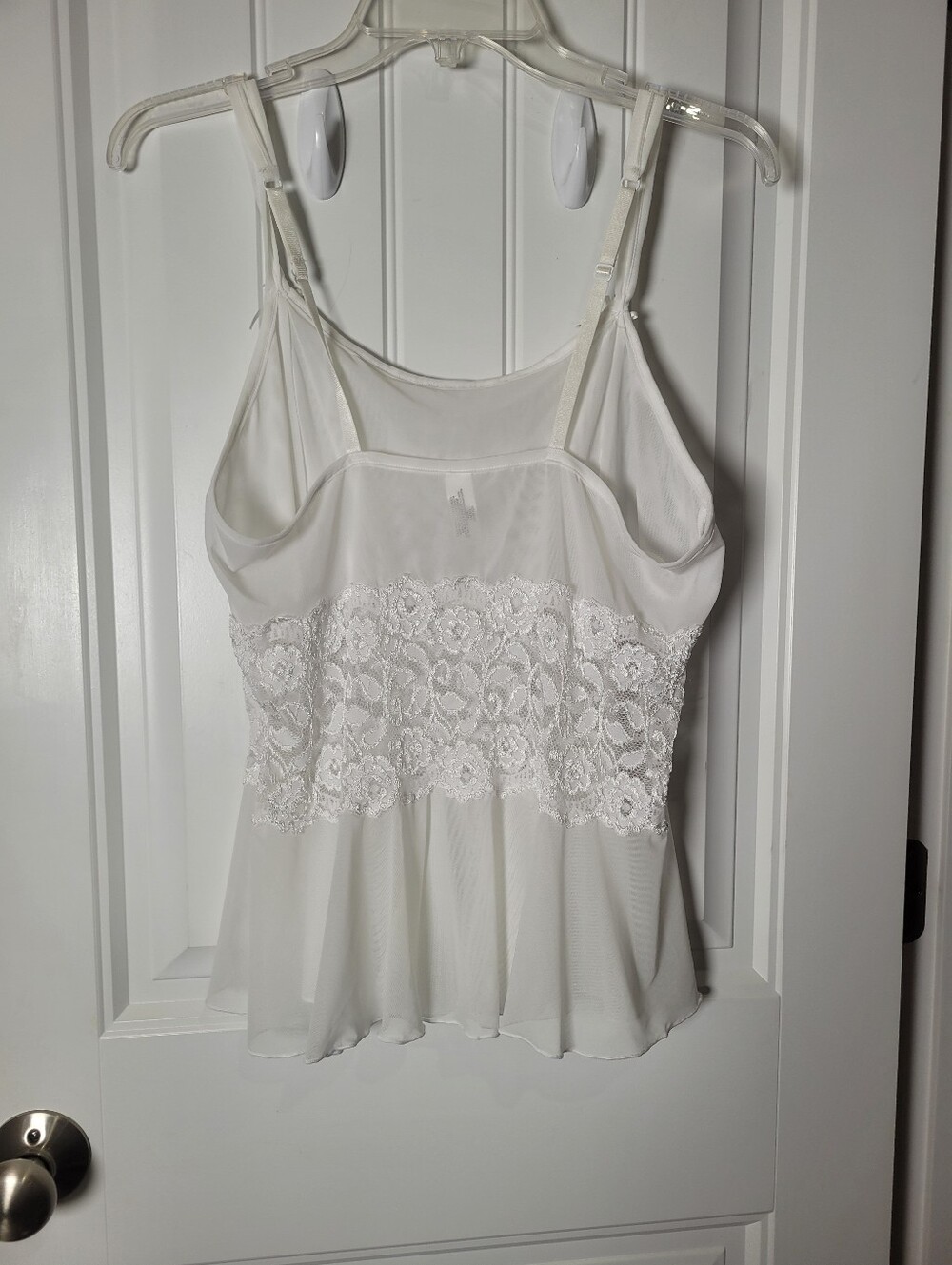 Cabernet White Lace-Trim Sleeveless Peplum Top, Lace trim. Size 1X - Picture 5 of 8